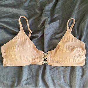 Aerie Jacquard Knot Front Scoop Bikini Top